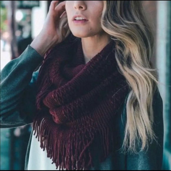 Accessories - New Pointelle Infinity Scarf in Burgundy